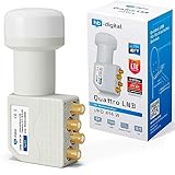 HB-DIGITAL Quattro LNB LNC für Multischalter für Multiswitch FULL HD TV 3D 4K Weiß Weiss White ■ Kontakte vergoldet ■ Wetterschutz (ausziehbar)