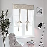 SIMPVALE 1 Stück Raffrollo Vorhang – Stickerei Raffrollo Schatten – Durchsichtige Vorhänge Tüll Panels Fenster Abdeckung für Schlafzimmer, Badezimmer, Küche, Hellbraun, Width 100cm / Height 140cm