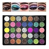 Glitter Lidschatten Palette, Rechoo 35 Farben Eyeshadow Palette Bunt, Glitzer Make-up Palette for Festival- und Bühnenmake-up