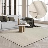 the carpet Premium Wool Handweb-Teppich, Naturfaser Wollteppich, Eleganz im skandinavischen Flachgewebe-Stil, Creme, 200 x 290 cm