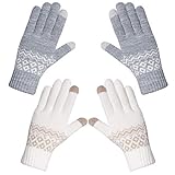 Chalier Fashion Handschuhe Damen Winter Warme Touchscreen Winterhandschuhe Schnee Blume Druck halten warm mit Kaschmir für Frauen und Männer MEHRWEG