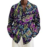 Hawaiihemd Herren - Männer Casual Langarm Winter Karneval 3D Gedruckt Shirts Mode Top Bluse Shirts (Black M)