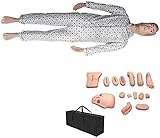 SdaryWare Vielseitiges geriatrisches Trainingsmodell, 1,74 m große lebensgroße Patientenpflegepuppe, 2-in-1-Pflegepuppe mit austauschbaren Genitalien- und Traumamodulen