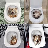 PIMXL 4 St. WC-Deckel Aufkleber, Entzückende Tiermotive, Wandsticker Klo Aufkleber Toilette, Cartoon-Aufkleber Heimdekoration für eine Romantische Badezimmer-Dekoration