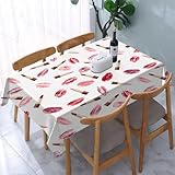 YOIUE Tischdecke Rechteckig Abwaschbar,Kosmetik-, Pink- und Burgunder-Beauty-Thema-Make-up-Konzept mit Lippenstiftmuster und,Table Cloth für Küche,Esstisch,Couchtisch,Parteien,Abendessen137 x 183 cm