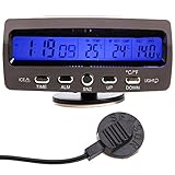 WINGONEER 12V Auto-Spannungsüberwachungs-Thermometer mit Temperatur-/Zeit-LCD-Anzeige