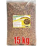 Ambiopet Koifutter, 4 Sorten Mix, schwimmende 6mm Pellets im 15kg Beutel zur ganzjährigen täglichen Fütterung mit Weizenkeimen, Paprika, Spirulina sowie Ölen