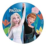 Dekora - Essbare Kuchen Deko Geburtstag - Essbares Tortenbild für Mädchen - Essbarer Tortenaufleger Die Eiskönigin Anna und Elsa - 15,5 cm Durchmesser