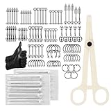 ATOMUS Piercing Set 85 types of Jewellery Bananabells 5pcs 14G Piercing Needles 16G Stainless Steel Belly Button Bar Piercing Tweezers