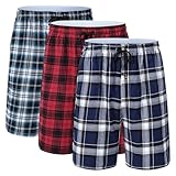 Huayuzh Schlafanzughose Herren Kurz Pyjama Baumwolle 3er Pack Kariert Schlafhose Weich Atmungsaktiv Taschen Knopfleiste 3 Pack-03 M