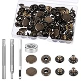 Thinp 24 Sets Druckknöpfe,Metall Druckknopf Set,Metallknöpfe mit 4 Druckknöpfe Installationswerkzeuge,Kupfer Druckknöpfe,Kleidung Druckknopf,für Leder Kleidung Jacken Jeans Brieftasche Handtasche