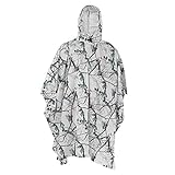 Erwachsener Regen Poncho wasserdicht, 210T Polyester Tarnung Regenmantel, Multi funktionaler Outdoor -Kapuzenponcho mit Kordelhakenring zum Wandercampingfischen