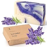 lubiu Lavendelseife Stück 100g - Naturseife Bio Ohne Zusatzstoffe und Palmöl - Lavendel Seife Handgemacht - Gesichtsseife & Handseife Fest & Duschseife Damen und Männer - Natur Seife Stück - Soap Bar