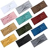 Haarband Damen Breite Stirnband Damen Weiche Elastische Verdreht Rutschfest Turban Stirnbänder für Mädchen Frauen Boho Haarbänder für Yoga Sport 12 Stück Mehrfarbig Weiß Schwarz Grau Haarband