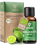 Heldengrün® BIO Bergamotte Öl [100% NATURREIN] Kaltgepresst aus echten Bergamotten - Reines Bergamotte Öl zum Verzehr - Bergamotte Atherisches Öl - Bergamot Oil
