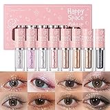 Sitovely 8Pcs Flüssiges Glitzer Lidschatten Set, Schimmern Multi-Dimensional Eye Shadow, Schnell Trocknend, Lang anhaltend, Undurchsichtig Metallic Liquid Eyeshadow Eye Korean Makeup