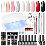 COSCELIA UV Nagellack Set mit UV Lampe - 6 Farben UV Nagellack Set und 3 Farben Poly Nägel Gel Base Coat Top Coat Nagelset Gelnägel Starterset Komplett Nagelstudio Nägel Selber Machen