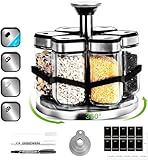 SIAZIH 360° Gewürzkarussell Drehbar, Gewürze Organizer mit 6 x 120ml Gewürzgläser, 360° Größenverstellung, Zartes Gewürzregale aus Edelstahl, Lagerung von Grundgewürzen für Kochanfänger