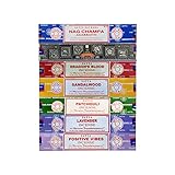 Satya Räucherstäbchen Geschenkset Nag Champa, Super Hit, Drachenblut, Sandelholz, Patchouli, Lavendel, Positive Vibes, 15 g