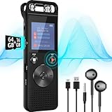 80G Diktiergerät,Aufnahmegerät mit 720° Surround-Mikrofon Voice Recorder 3072 Kbps HD-Aufnahme Aufnahmegerät 1000 Stunden Audio Recorder Mobile Rekorder mit Passwort für Unterricht, Meetings, Reden