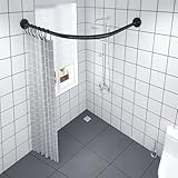 WTTWW Duschvorhangstange L Form Ohne Bohren Ecke Halterung Duschstange Für Duschvorhang Badewanne Schiene - Ohne Deckenhalterung - 304 Rostfreier Stahl,Silber,70×95cm×90×130cm