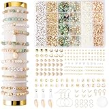 Natürliche Amazonit perlen für armbänder Edelstein Perlen Perlen Set Zum Auffädeln Kit Perlenset Beads für DIY armbänder selber machen Schmuck Halskette Ohrringe Kette für Kinder Erwachsene