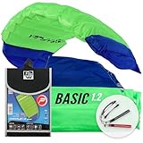 Wolkenstürmer® Paraflex Basic Lenkmatte 1.2 (grün) - Kleiner Kite für Kinder ab 6 Jahre – Drachen flugfertig mit 2x25m Polyesterleinen & Flugschlaufen