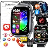 Neu 𝐁𝐥𝐮𝐭𝐳𝐮𝐜𝐤𝐞𝐫 Smartwatch Herren 𝐃𝐢𝐚𝐛𝐞𝐭𝐞𝐬 ECG Smartwatch Mit Telefonfunktion,ECG Bludruck 𝐛𝐥𝐮𝐭𝐟𝐞𝐭𝐭𝐞 Smartwatch Harnsäure,smartwatch Bluetooth Anrufen , schwarzes Leder