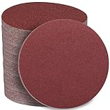 STEBRUAM 100 Stück Schleifpapier 150MM Klett Schleifscheiben 40/60/80/120/180/240/320/400/600/1000 körnung,Profi 150MM Rund No Loch Nass und Trocken Schleifscheibe