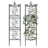 unho Rankgitter Metall, 2er Set, rostfrei Rankhilfe für Kletterpflanzen, 195 x 50 cm, Spalier Garten, Gartendeko Schwarz