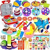 ZLPBAO Knete Set Knetwerkzeug für Kinder, 85 Stück Knete Zubehör mit 24 Dosen Knete Kinder Plastilin Werkzeuge Nudelmaschine Spielset Burger Eiscreme, Spielzeug Geschenk mädchen & Junge 2-10 Jahre