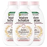 Garnier Wahre Schätze Beruhigendes Shampoo Sanfte Hafermilch für empfindliches Haar und sensible Kopfhaut, 3 x 250 ml