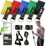 Fitnessbänder Set mit 5 Widerstandsbändern bis 100KG, Latex Trainingsbänder, Krafttraining und Pilates- Vielseitige Expander Bänder, Ideal für Training und Muskelaufbau, Resistance Bands HOHE QUALITÄT