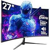 Gawfolk Curved Monitor 27 Zoll 100Hz, PC Bildschirm mit Lautsprecher 1080P, 1800R 75Hz Computerbildschirm mit Eye Care Technologie HDMI DP, unterstützt VESA