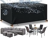 Extra große, wasserdichte Gartenmöbelabdeckungen – strapazierfähiges 600D-Oxford-Gewebe, langlebiger Schutz für Terrasse, Rattan-Sofa-Set, Tisch und Stühle, wetterfester Schutz für den Außenbereich
