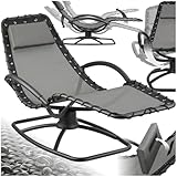 tectake® ergonomische Gartenliege, Sonnenliege, Lounge Möbel Outdoor, Liegestuhl, Relaxsessel mit Liegefunktion, Schaukelsessel für Terrasse, Balkon, Schaukelstuhl Outdoor Gartenmöbel - grau