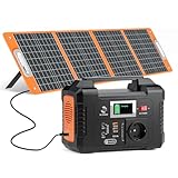 FlashFish Powerstation mit Solarpanel 100W, 151Wh/ 200W Solargenerator AC-Ausgang Reiner Sinuswelle,Notstromaggregat Akku mit LCD Anzeige Camping Solaranlage Komplettset für Handys, Laptop, Drohnen