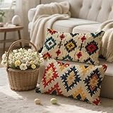 Teppich Kissenbezug 40x70 cm 2er Set, Outdoor Kissen Wetterfest Samt Deko Kissen Boho Zierkissen Sofakissen Kissenhülle Couchkissen für Auto Bett Sofa Garten Terrassen Balkon Deko, Geschenk t-360