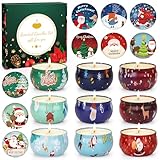 Weihnachtsgeschenke für Frauen Männer,Duftkerzen Weihnachten,Duftkerzen Geschenkset'Red Santa Christmas',9 Stück Weihnachtskerzen 100% Natürliches Sojawachs,Weihnachten Kleine Geschenk für Frauen