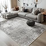 BEIMO Waschbarer Teppich Wohnzimmer, Abstrakt Design Teppich Schlafzimmer Kurzflor, Groß Teppiche rutschfest Weiche für Badezimmer Esszimmer Flur, 200x290cm, Grau-braunton