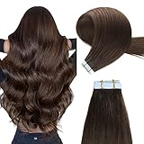 YILITE Tape Extensions Echthaar, Dunkel Braun 35cm 20 Stück/Packung 40g Tape in Extensions Echthaar Invisible Seidig Gerade Skin Weft Tape Ins Natürlich Erweiterungen (35cm #2 Dunkel Braun)