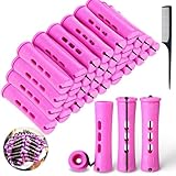 Xerteam 30 Stück Dauerwellen Wickler, Mittelgroße Lockenwickler Dauerwelle Set mit Elastischen Gummiband, Dauerwellwickler Hair Rollers Geeignet für Verschieden Haartypen, Dauerwelle Selber Machen