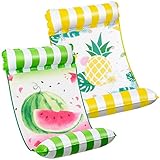 WERNNSAI Schwimmbad Hängematten Set - 2er Pack Aufblasbare Poolschwimmer für Erwachsene 4 in 1 Mehrzweck-Poolzubehör Liege Sessel Übungssattel Floß für Outdoor Pool Party (Ananas & Wassermelone)