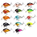 14 pcs Angelköder Set Köder Kit Wobbler Crankbaits mit Haken Hard Popper Köder für Salzwasser Süßwasser Forellen Barsch Lachs Angeln Barschköder Simulation falscher Köder Fanggeräte