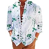 Longsleeve Tops Herren Blume Muster Druck T-Shirt Herren Einzigartig Knopfleiste Mode Basic Shirt Herren Vintage All-Match Casual Langarmshirts Für Herren DT-02 5XL