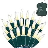 Winkstar LED-Lichterkette für den Außenbereich, batteriebetriebene Lichter für drinnen und draußen, Urlaub und Baumdekoration, hängende Beleuchtungsdekorationen, UL-zertifiziert, Warmweiß, 50 Stück