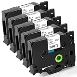 Fimax Tze-231 12mm White Schriftband kompatibel mit Brother P-touch Bänder 12mm 0.47 Tz Tze231 Weiß Laminated Tape Beschriftungsgerät für Brother p touch E110 H100LB H100R H105 H107B D410 D210 1280