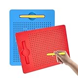 hocadon 2Stk Magnetische Zeichentafel Reise Magnet Zaubertafel für Kinder Pädagogisches Zeichentablett Magnettafel Klein für Autofahrt Kinder Beschäftigung(21,5x17,5cm,Rot Blau)