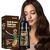GFEUGS Haarfarbe Dunkelbraune Haarfärbeshampoo, 500ML Hair Dye Shampoo 3 in 1 Gegen Graue Haare, Hair Color Sofort Haarfarbe Shampoo Tönungsshampoo,Hair Colour Farbshampoo Haartönung für Männer Frauen