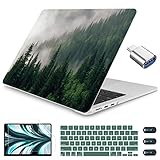 CISSOOK Kompatibel mit MacBook Air 13,6 Zoll Hülle M3 A3113 M2 A2681 mit Touch ID 2022 2024 Release, Forest Hartschale mit Tastaturabdeckung + Typ-C auf USB-Transfer für Air 13,6 M3 2024, Forest